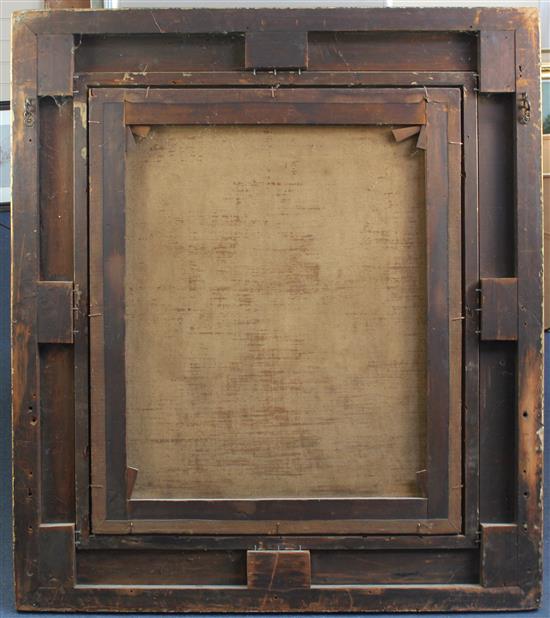19th century French School Interior with lady sat at a dressing table, her maid beyond, 36 x 30in.